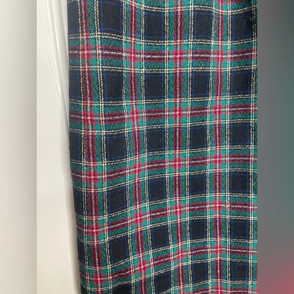 Vintage Pendleton Wool Plaid Skirt  black Stewart Tartan Knee Length |‎ 12